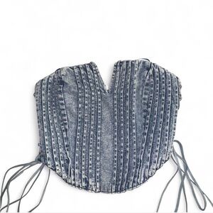 AKIRA Blue Denim Lace-Up Corset
